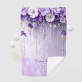 Purple Flowers with Dangling Pearls Golf Towel Golfhanddoek (Insitu)