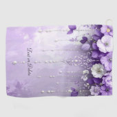 Purple Flowers with Dangling Pearls Golf Towel Golfhanddoek (Horizontaal)