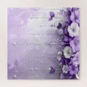 Purple Flowers with Dangling Pearls Jigsaw Puzzle Legpuzzel (Horizontaal)