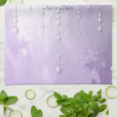 Purple Flowers with Dangling Pearls Kitchen Towel Theedoek (Gevouwen)