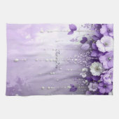 Purple Flowers with Dangling Pearls Kitchen Towel Theedoek (Horizontaal)