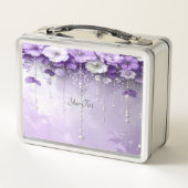 Purple Flowers with Dangling Pearls Lunch box (Achterkant)