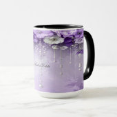 Purple Flowers with Dangling Pearls Mug Mok (Voorkant rechts)