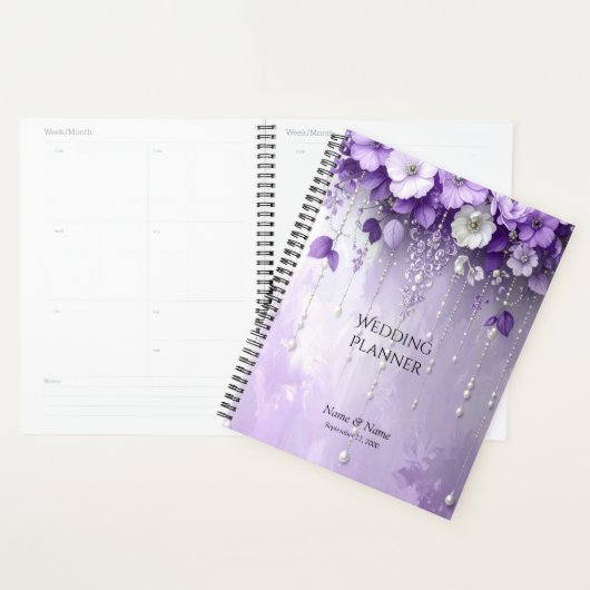 Purple Flowers with Dangling Pearls Planner (Display)