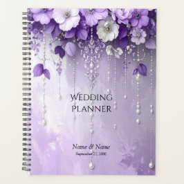 Purple Flowers with Dangling Pearls Planner