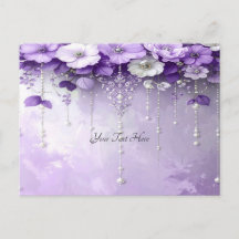 Purple Flowers with Dangling Pearls Postcard