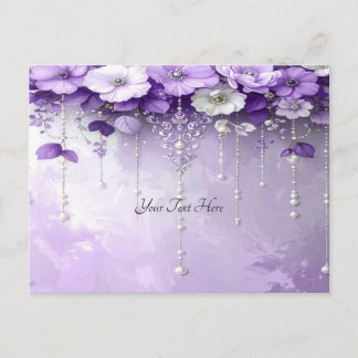 Purple Flowers with Dangling Pearls Postcard Briefkaart