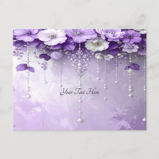 Purple Flowers with Dangling Pearls Postcard Briefkaart (Voorkant)