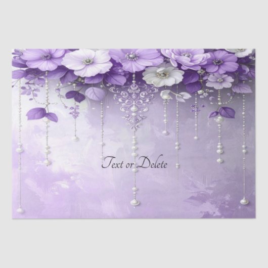 Purple Flowers with Dangling Pearls Tissue Paper Tissuepapier (Voorkant)