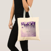 Purple Flowers with Dangling Pearls Tote Bag (Voorkant (product))