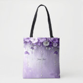 Purple Flowers with Dangling Pearls Tote Bag (Voorkant)