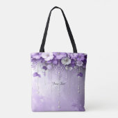 Purple Flowers with Dangling Pearls Tote Bag (Achterkant)