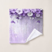 Purple Flowers with Dangling Pearls Towel Set Bad Handdoek (Wasdoekje)
