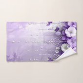 Purple Flowers with Dangling Pearls Towel Set Bad Handdoek (Handdoek)