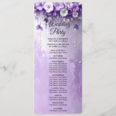 Purple Flowers with Dangling Pearls Wedding Programmakaart (Achterkant)