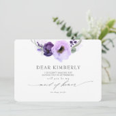 Purple Flowers word je mijn bruidsmeisje Kaart (Staand voorkant)