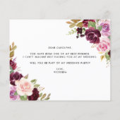 Purple Flowers word mijn matron van eer Kaart. (Achterkant)