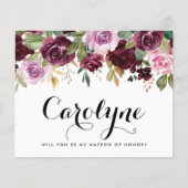 Purple Flowers word mijn matron van eer Kaart. (Voorkant)