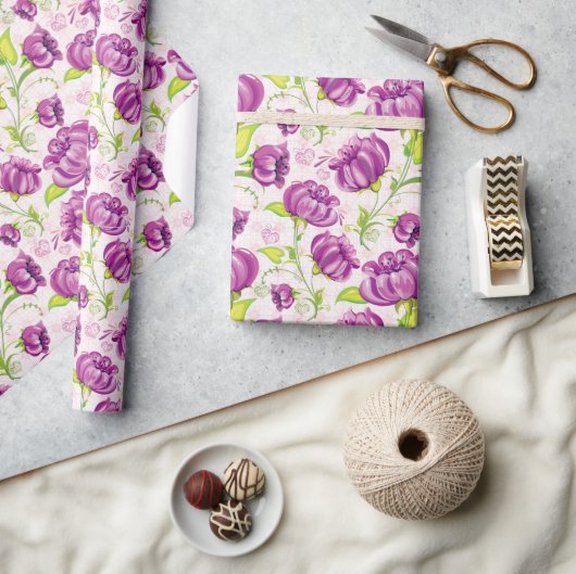 Purple Flowers Wrapping Paper, 30 x 15 inch Cadeaupapier (Crafts)
