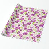 Purple Flowers Wrapping Paper, 30 x 15 inch Cadeaupapier (Uitgerold)