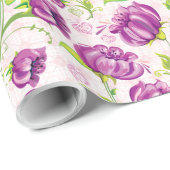 Purple Flowers Wrapping Paper, 30 x 15 inch Cadeaupapier (Rol Hoek)