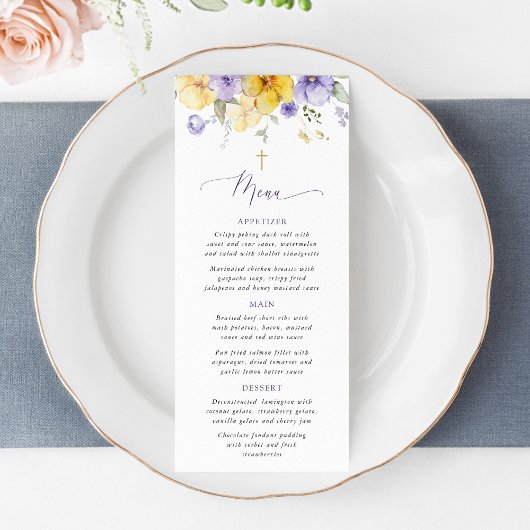 Purple Flowers, Yellow Flowers, Baptism Menu