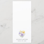 Purple Flowers, Yellow Flowers, Baptism Menu (Achterkant)