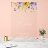 Purple Flowers, Yellow Flowers, Baptism Welcome Acryl Bord (Huwelijk)