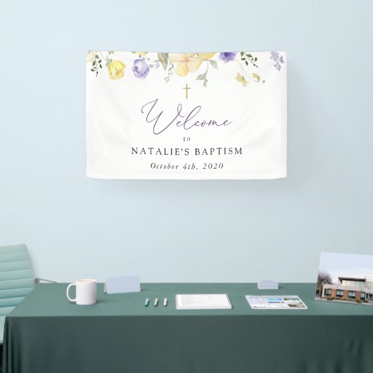 Purple Flowers, Yellow Flowers, Baptism Welcome Spandoek (Beurs)