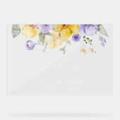 Purple Flowers, Yellow Flowers, Birthday Welcome Acryl Bord (Voorkant)