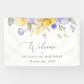 Purple Flowers, Yellow Flowers, Birthday Welcome Spandoek (Horizontaal)