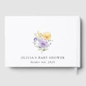 Purple Flowers, Yellow Flowers, Boho, Baby Shower Gastenboek (Achterkant)
