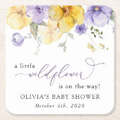 Purple Flowers, Yellow Flowers, Boho, Baby Shower Kartonnen Onderzetters (Voorkant)