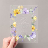Purple Flowers, Yellow Flowers, Boho, Baptism Acryl Uitnodigingen (Insitu (Draagbaar))