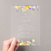 Purple Flowers, Yellow Flowers, Boho, Baptism Acryl Uitnodigingen (Insitu (Draagbaar))