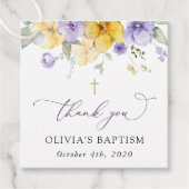 Purple Flowers, Yellow Flowers, Boho, Baptism Bedankjes Labels (Voorkant)
