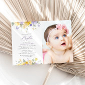 Purple Flowers, Yellow Flowers, Boho, Baptism Kaart
