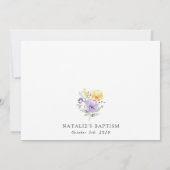 Purple Flowers, Yellow Flowers, Boho, Baptism Kaart (Achterkant)