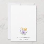 Purple Flowers, Yellow Flowers, Boho, Baptism Kaart (Achterkant)
