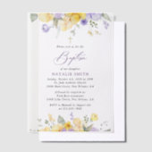 Purple Flowers, Yellow Flowers, Boho, Baptism Vellum Uitnodigingen (Offset)