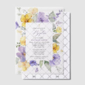 Purple Flowers, Yellow Flowers, Boho, Baptism Vellum Uitnodigingen (Offset (Uitnodiging))
