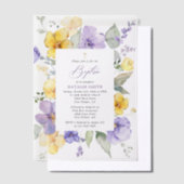 Purple Flowers, Yellow Flowers, Boho, Baptism Vellum Uitnodigingen (Offset)