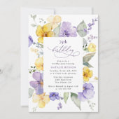Purple Flowers, Yellow Flowers, Boho, Birthday Kaart (Voorkant)