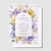 Purple Flowers, Yellow Flowers, Boho, Birthday Vellum Uitnodigingen (Offset)
