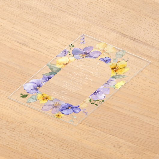 Purple Flowers, Yellow Flowers, Boho, Confirmation Acryl Uitnodigingen (Laagn)