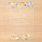 Purple Flowers, Yellow Flowers, Boho, Confirmation Acryl Uitnodigingen (Voorkant)
