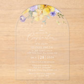 Purple Flowers, Yellow Flowers, Boho, Confirmation Acryl Uitnodigingen (Voorkant)