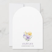 Purple Flowers, Yellow Flowers, Boho, Confirmation Kaart (Achterkant)