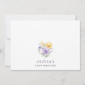 Purple Flowers, Yellow Flowers, Boho, Confirmation Kaart (Achterkant)