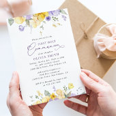 Purple Flowers, Yellow Flowers, Boho, Confirmation Kaart